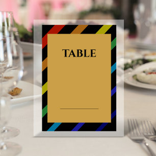 Tarjeta De Mesa Boda de Hombres Gays Elegante Arcoíris
