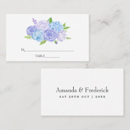 Tarjeta De Mesa Boda de Hortensia Azul y Lavanda Claro