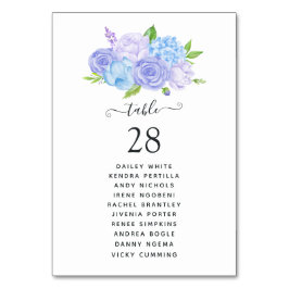 Tarjeta De Mesa Boda de Hortensia Azul y Lavanda Claro
