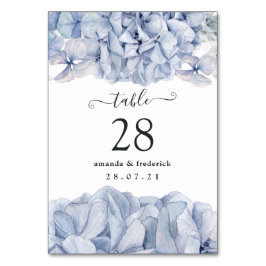 Tarjeta De Mesa Boda de Hortensias Azules
