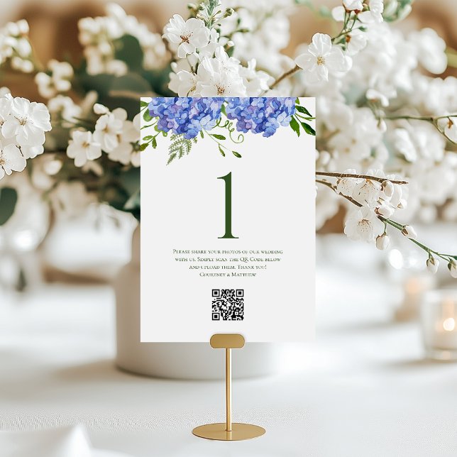 Tarjeta De Mesa Boda de Hortensias Azules (Subido por el creador)