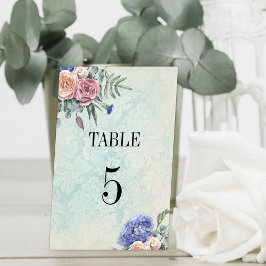 Tarjeta De Mesa Boda de Hydrangeas Rústica de Floral Verde