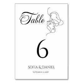 Tarjeta De Mesa Boda de ilustracion de Pareja de Arte de Línea min