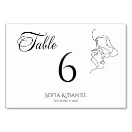 Tarjeta De Mesa Boda de ilustracion de Pareja de Arte de Línea min
