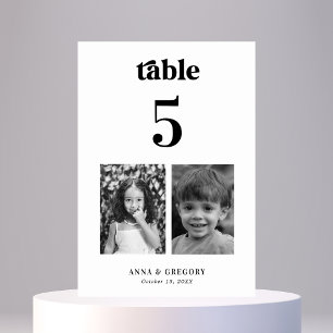 Tarjeta De Mesa Boda de imágenes retro infantil Tabla número 5