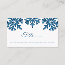 Tarjeta De Mesa Boda de invierno con copo de nieve azul