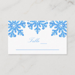Tarjeta De Mesa Boda de invierno con copo de nieve azul