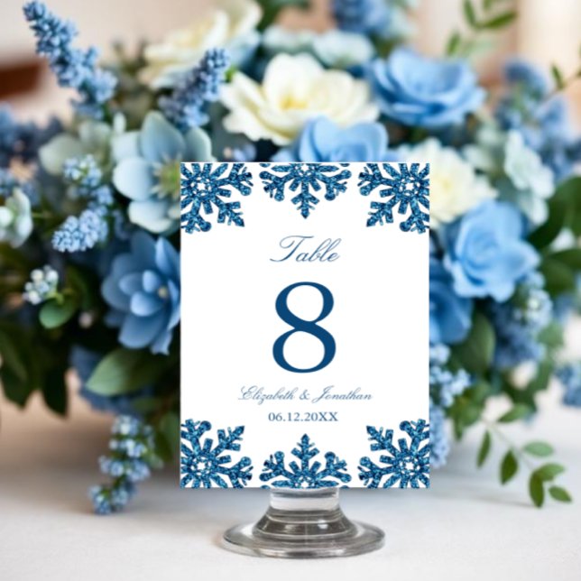 Tarjeta De Mesa Boda de invierno copo de nieve azul (Subido por el creador)