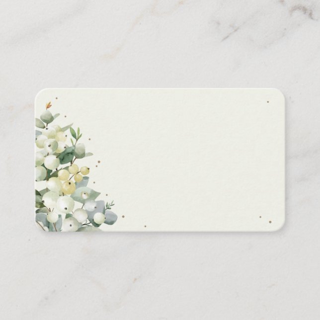 Tarjeta De Mesa Boda de Invierno de Crema en Blanco Snowberry+Euca (Anverso)