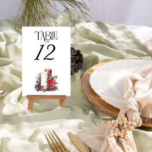 Tarjeta De Mesa Boda de invierno de Holly y Candle