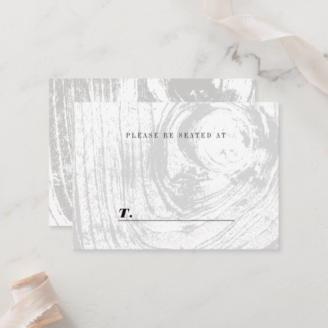 Tarjeta De Mesa Boda de invierno de la Moda Rustic de Woodgrain de (Anverso/Reverso In Situ)