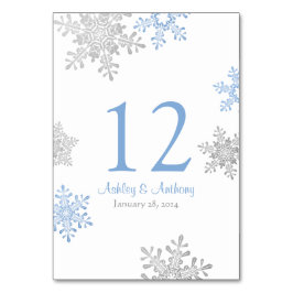 Tarjeta De Mesa Boda de invierno de Lapis Blue White Snowflakes