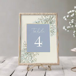Tarjeta De Mesa Boda de invierno floral azul polvoriento