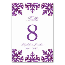 Tarjeta De Mesa Boda de invierno Purple Snowflake