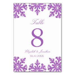 Tarjeta De Mesa Boda de invierno Purple Snowflake