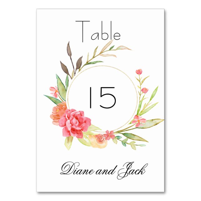 Tarjeta De Mesa Boda de jardín acuarela (Anverso)