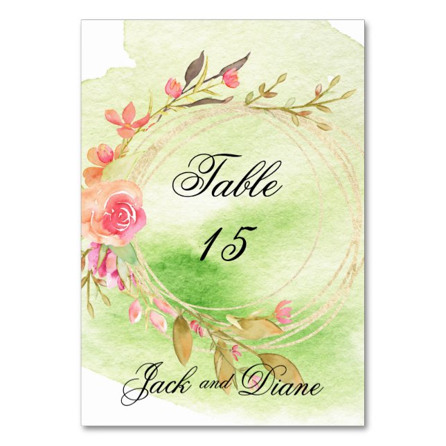 Tarjeta De Mesa Boda de jardín acuarela (Reverso)