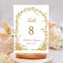 Tarjeta De Mesa Boda de Jardín Botánico Romántico Ámbar con Arco