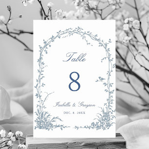Tarjeta De Mesa Boda de jardín con arco botánico romántico azul po