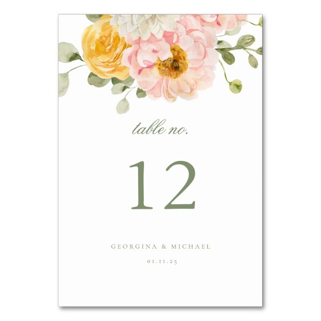 Tarjeta De Mesa Boda de jardín de verano dulce (Anverso)