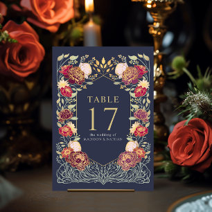 Tarjeta De Mesa Boda de jardín encantada con fantasía azul