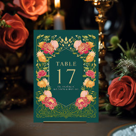 Tarjeta De Mesa Boda de jardín encantada de fantasía verde