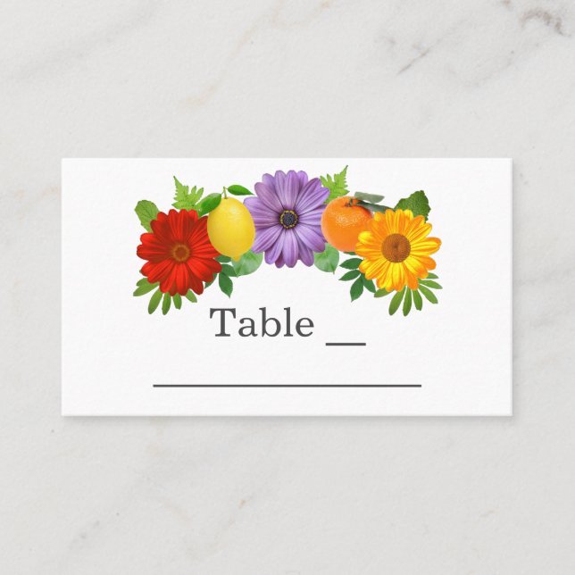 Tarjeta De Mesa Boda de jardín floral de cítricos (Anverso)