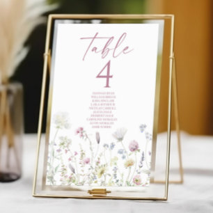 Tarjeta De Mesa Boda de jardín floral de flores silvestres