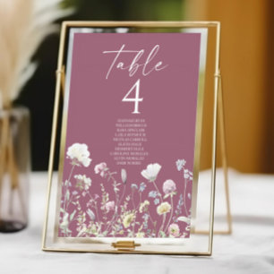 Tarjeta De Mesa Boda de jardín floral de flores silvestres