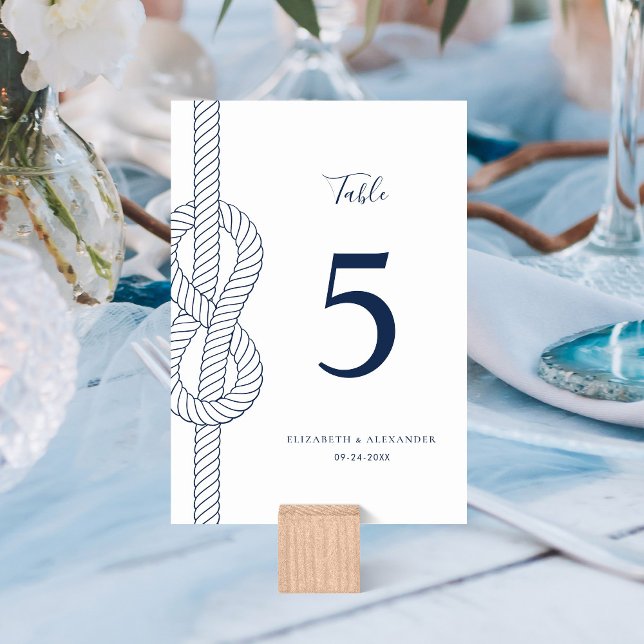 Tarjeta De Mesa Boda de Knot Rope Nautical Moderno (Subido por el creador)