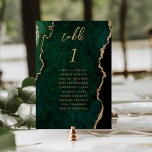 Tarjeta De Mesa Boda de la Agitación de Oro Verde Esmeralda<br><div class="desc">Esta elegante y moderna tarjeta boda con un toque de color verde esmeralda con un fondo adornado con un falso purpurina de oro. La palabra "tabla" aparece en escritura a mano de color dorado. Agregue los nombres de los invitados que se asignen a cada mesa.</div>
