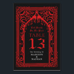 Tarjeta De Mesa Boda de la Catedral de Vampiros Góticos Rojos<br><div class="desc">Fijar la escena para el eterno romance. Esta tarjeta de número de tabla gótica presenta un diseño elegante y gótico. ¡El toque perfecto para su preciosa escapada de tabletas bodas! Personalice el texto, la fuente y el color de fondo para que se ajusten a sus preferencias de diseño. Artículos coincidentes...</div>