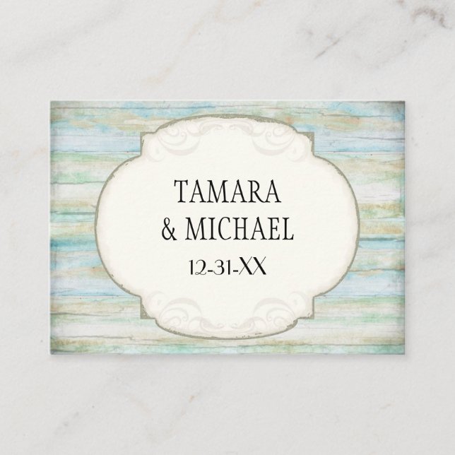 Tarjeta De Mesa Boda de la costa costera de Driftwood Ocean Beach (Anverso)