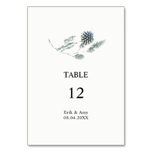Tarjeta De Mesa Boda de la Flor del Tejido Azul Botánico Número de