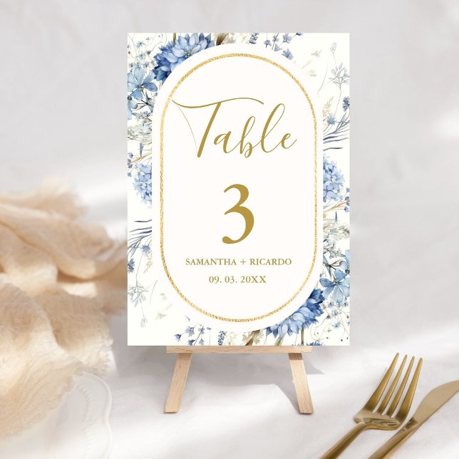 Tarjeta De Mesa Boda de la floración azul de la marea negra (Subido por el creador)