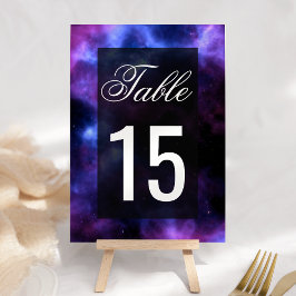 Tarjeta De Mesa Boda de la galaxia púrpura de la nebulosa espacial