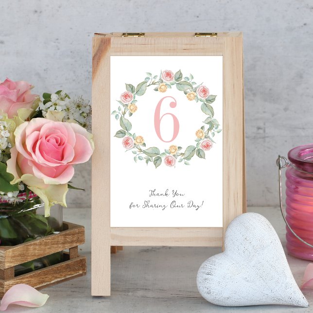 Tarjeta De Mesa Boda de la guirnalda de rosas rosadas (Subido por el creador)