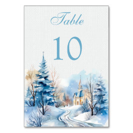 Tarjeta De Mesa Boda de la iglesia del bosque de invierno