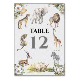 Tarjeta De Mesa Boda de la jungla de animales de safari tropical