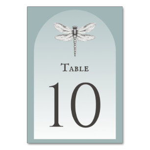 Tarjeta De Mesa Boda de la libélula verde azulada