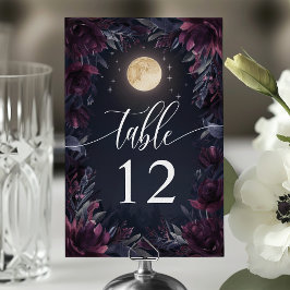 Tarjeta De Mesa Boda de la luna del jardín de medianoche