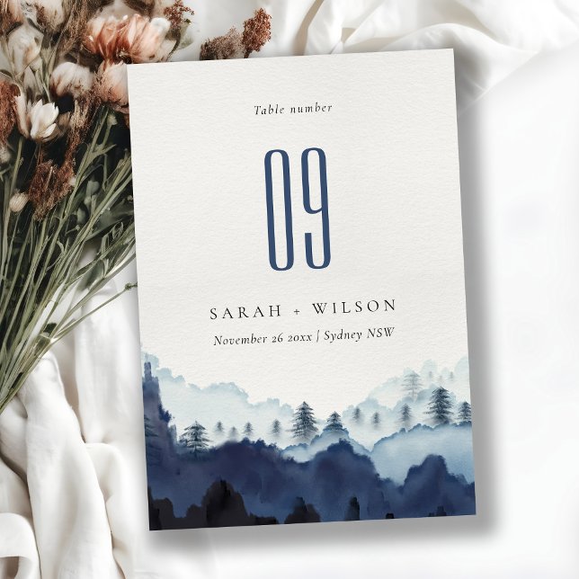 Tarjeta De Mesa Boda de la Marina Azul Rusa Pine Woods (Subido por el creador)