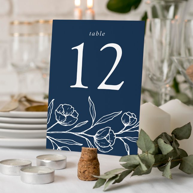 Tarjeta De Mesa Boda de la Marina Floral esbozada (Subido por el creador)