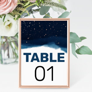 Tarjeta De Mesa Boda de la Marina Ombre con estrellas de bronce