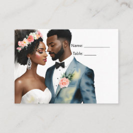 Tarjeta De Mesa Boda de la pareja de novias afroamericana
