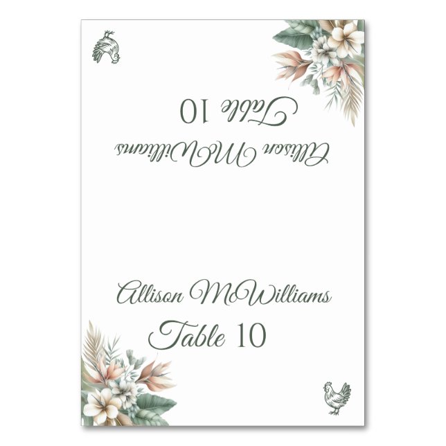 Tarjeta De Mesa Boda de la plaza - Elegancia tropical-Aves- (Anverso)