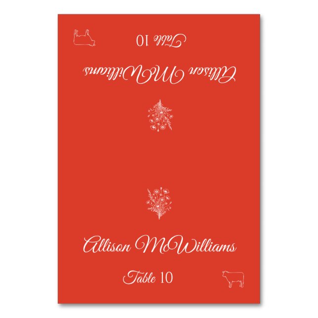 Tarjeta De Mesa Boda de la plaza - Flor silvestre Elegance-Carne- (Anverso)