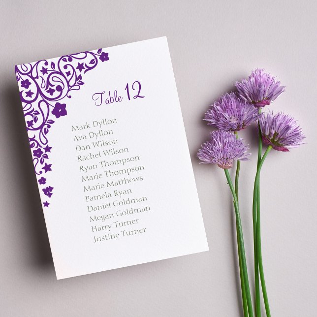 Tarjeta De Mesa Boda de la tabla de asientos con flores púrpura de (Subido por el creador)