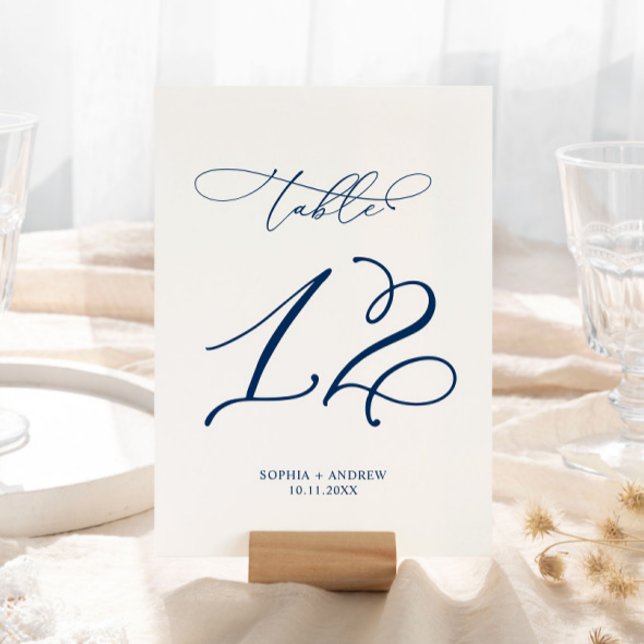 Tarjeta De Mesa Boda de la tabla de caligrafía 12 de Navy Blue Ele (Subido por el creador)
