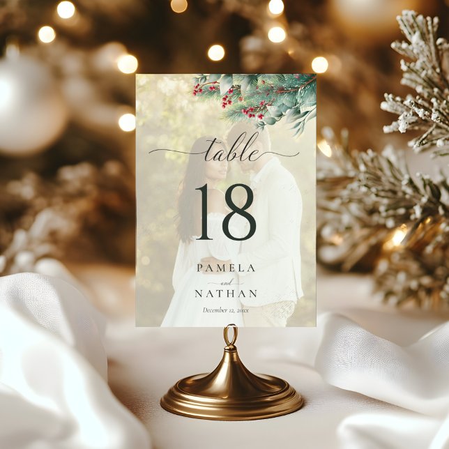 Tarjeta De Mesa Boda de la vegetación de las berries y pinos de in (Subido por el creador)